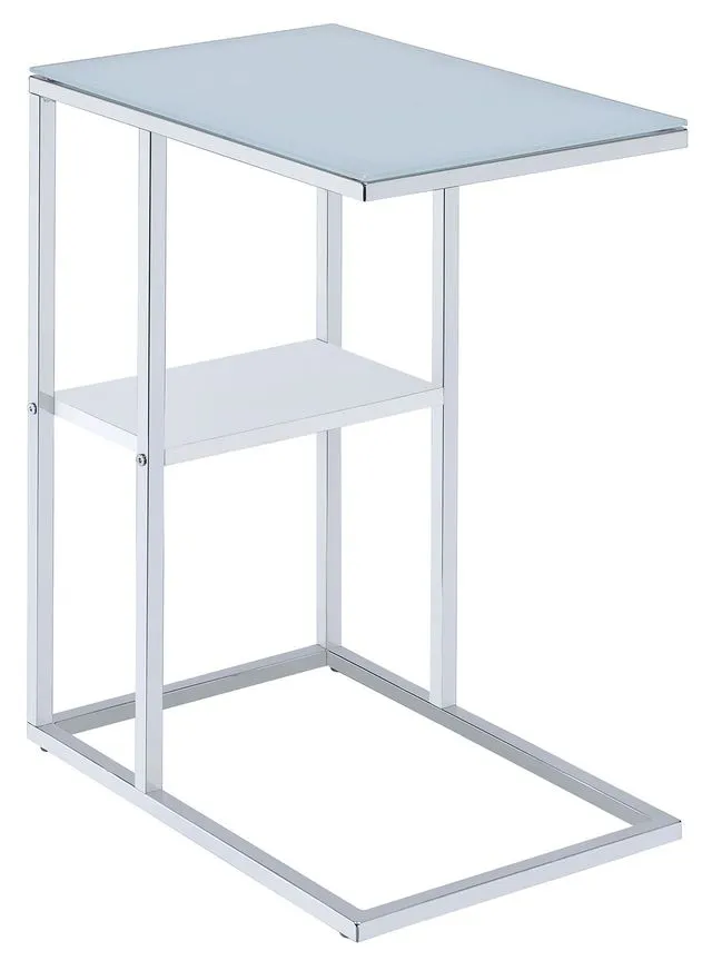 1-Shelf Accent Table in Chrome and White