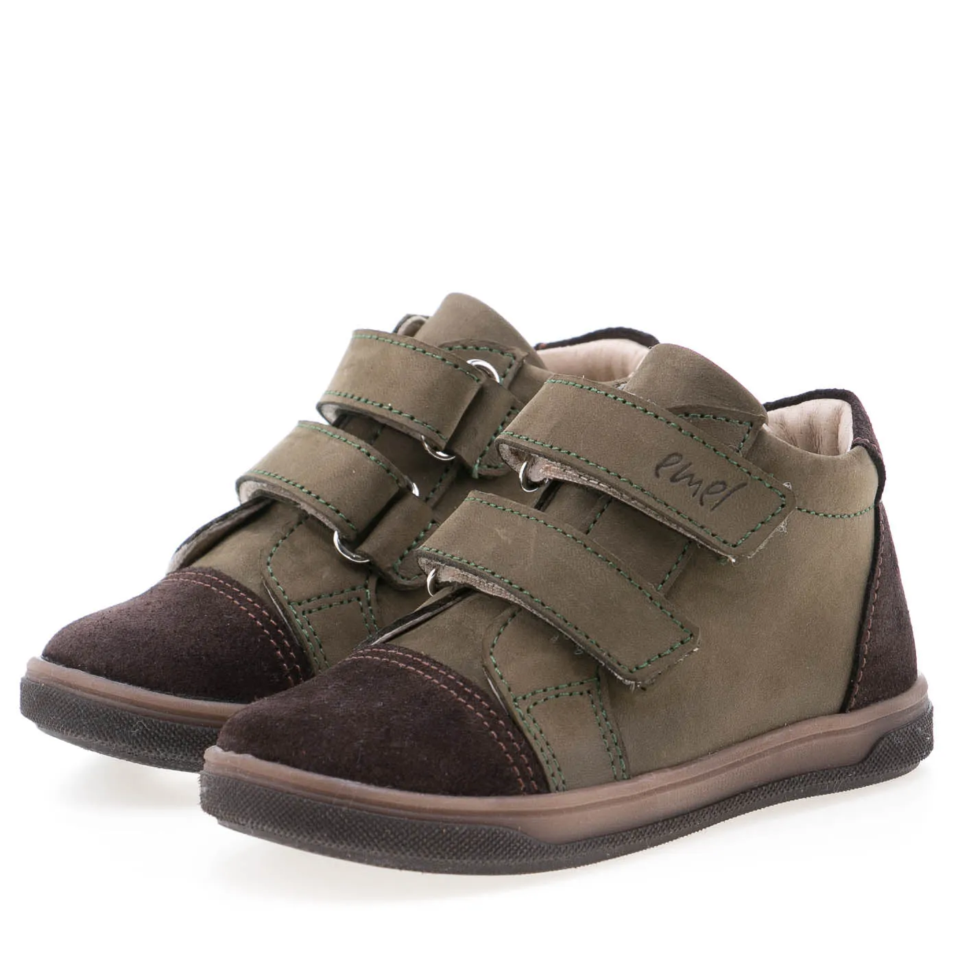 (2675-13) Emel velcro shoes khaki green