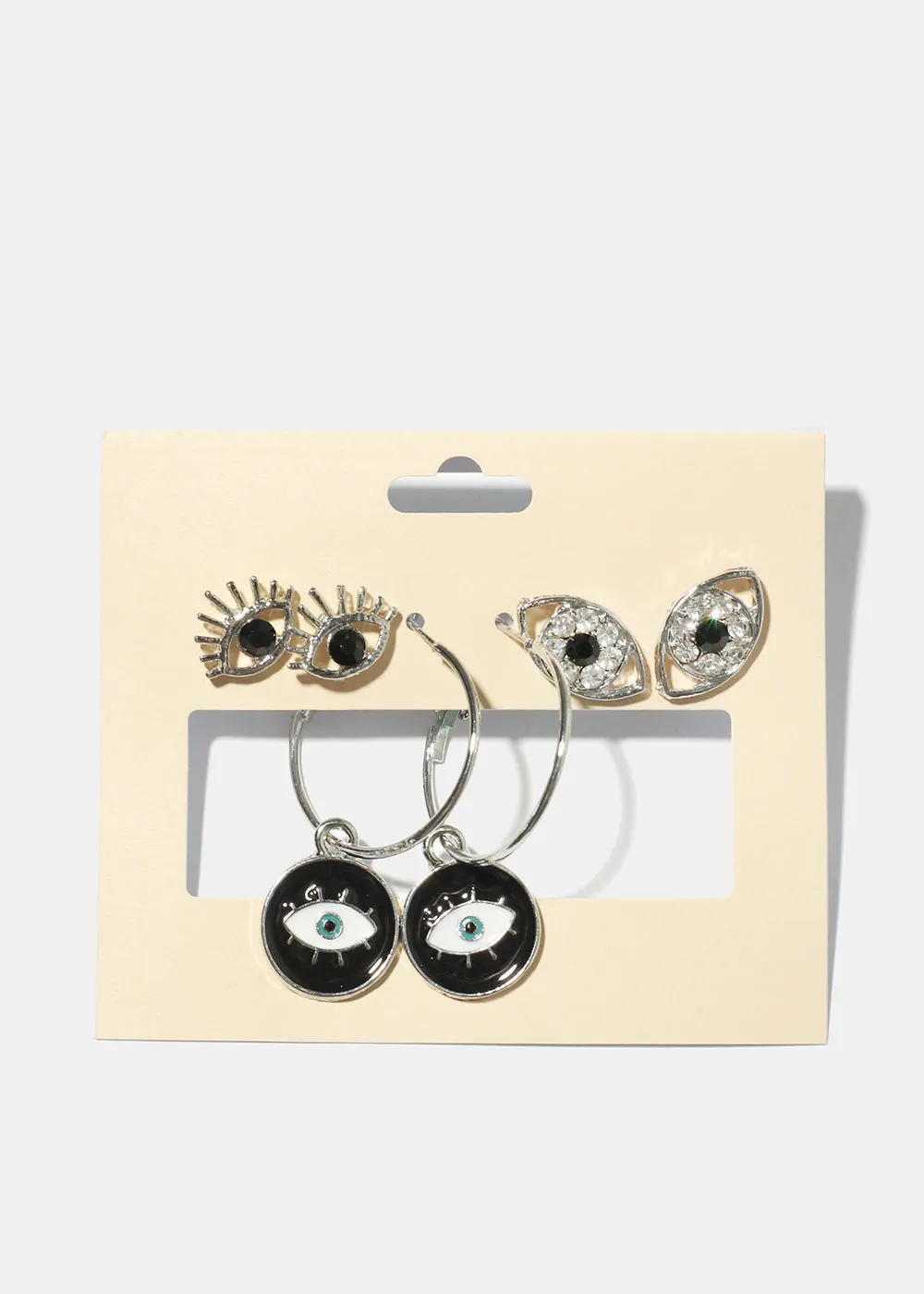 3 Pair Evil Eye Earrings