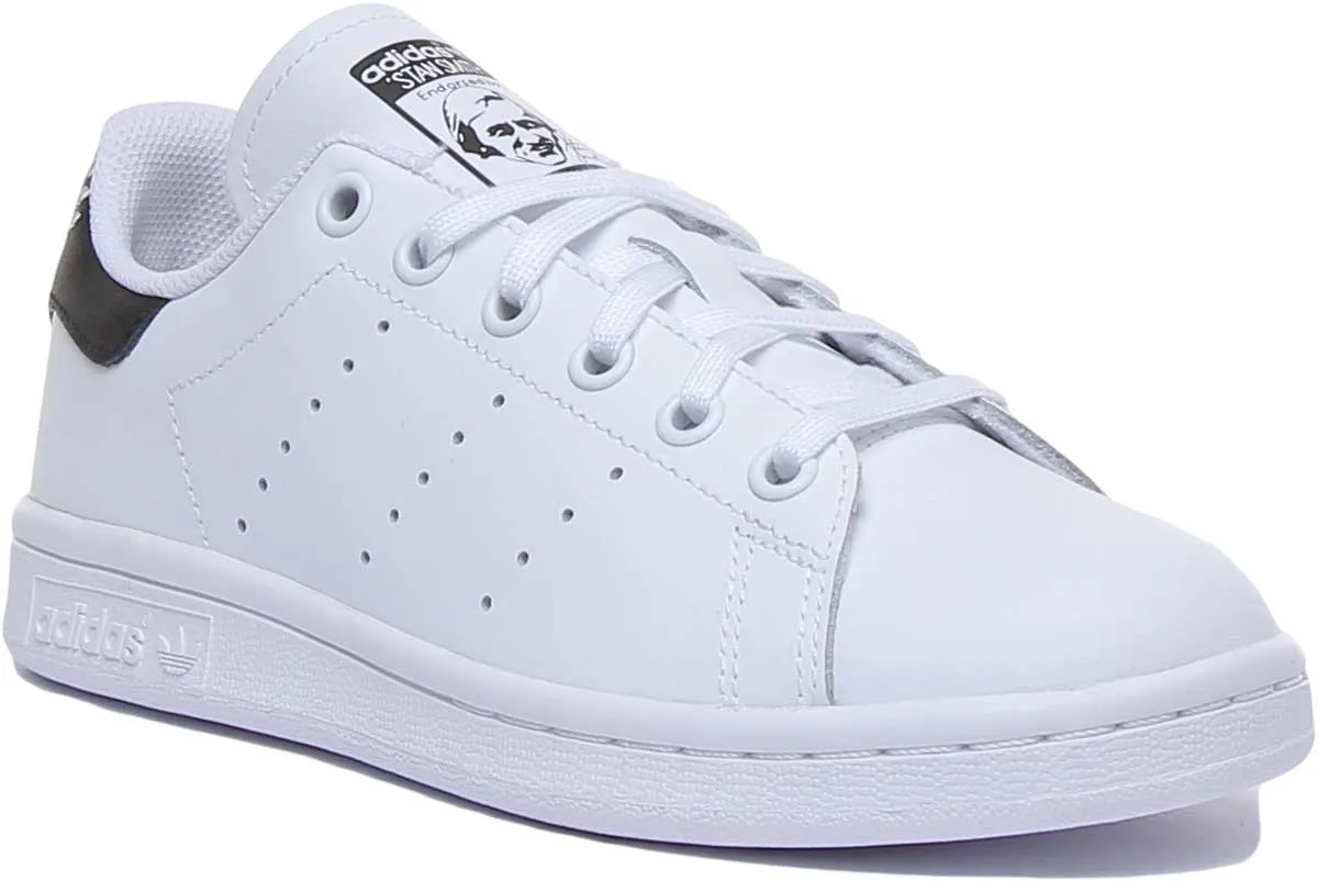 Adidas Stan Smith Leather Trainers In White Black For Youth