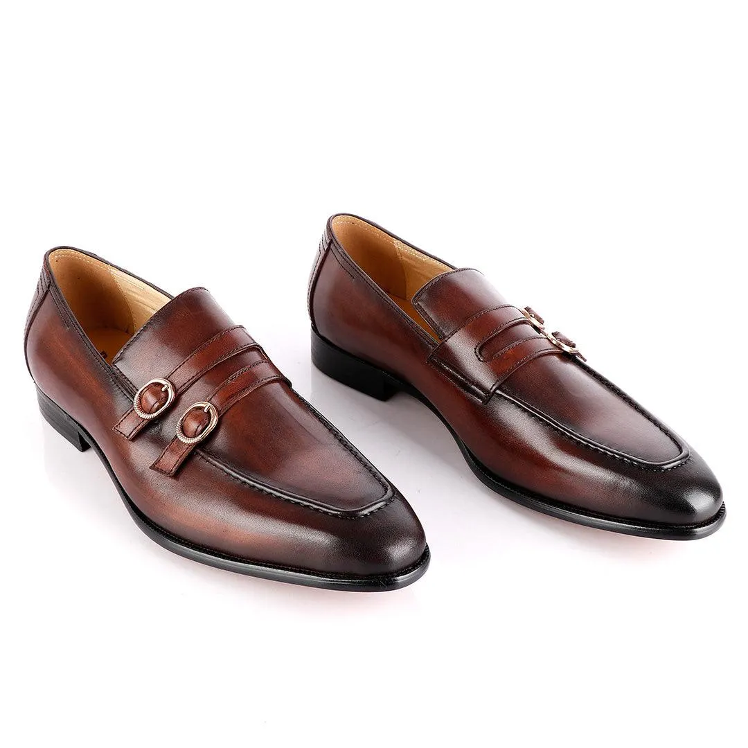 Berluti Double Monk-Strap Coffee Leather Shoe