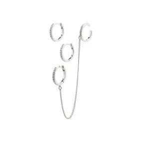 BLOSSOM recycled hoops and cuff 2-in-1 set silver-plated