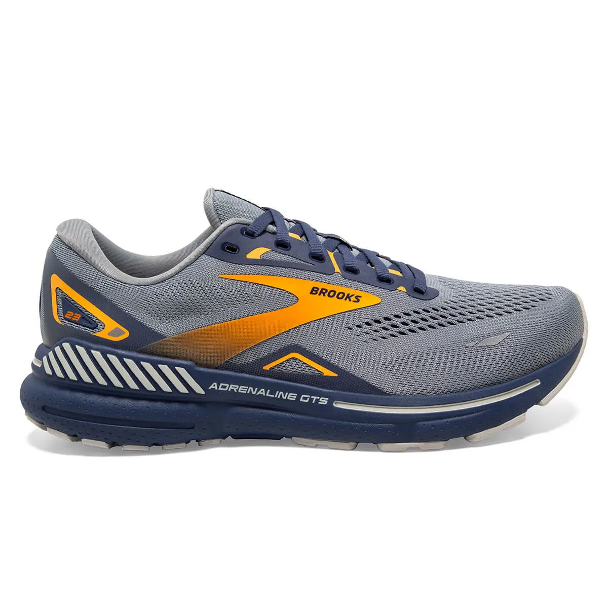 Brooks Adrenaline GTS 23 Mens | Grey/crown Blue/orange