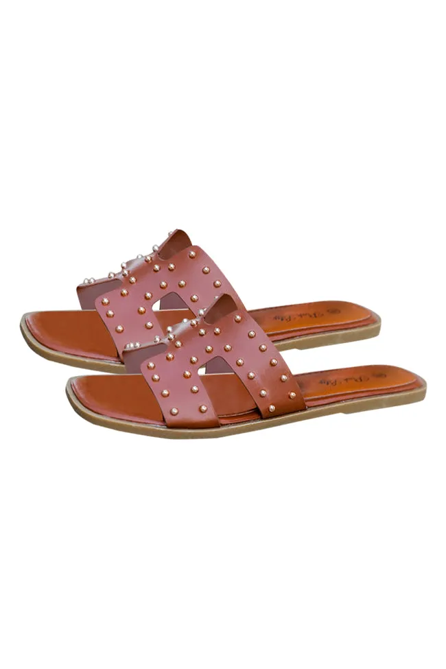 Carrie Camel and Gold Studded Sandals FINAL SALE