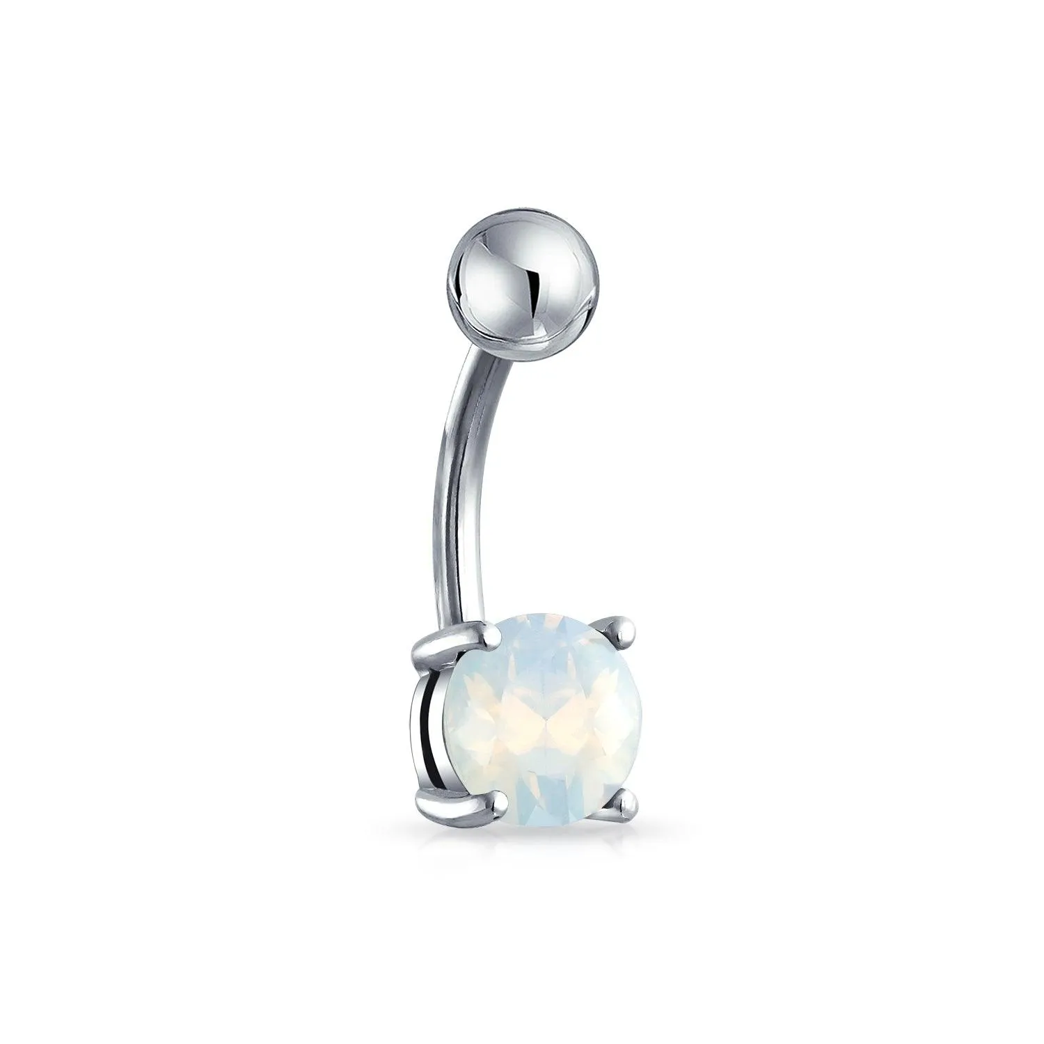 Gemstone Blue Turquoise or Opalite Solitaire Navel Barbell Belly Ring