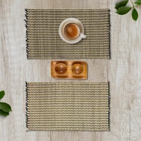 Handmade Dining Table Mats in Black (Set of 2/4/6) | Eco Friendly Tableware Sustainably Handwoven from Natural Grass