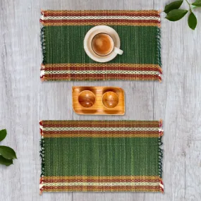 Handmade Dining Table Mats in Green (Set of 2/4/6) | Eco Friendly Tableware Sustainably Handwoven from Natural Grass