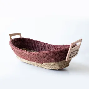 Handwoven sabai grass dual color bread basket