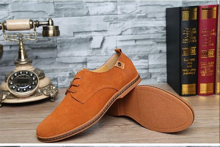 Men Casual Leather Chaussure Homme Shoes Orange Vintage