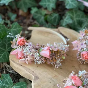 Pink wedding headband Flower hairband Handmade bridal headpiece Romantic headband Bush wedding Pale pink headband Magaela Hair accessories