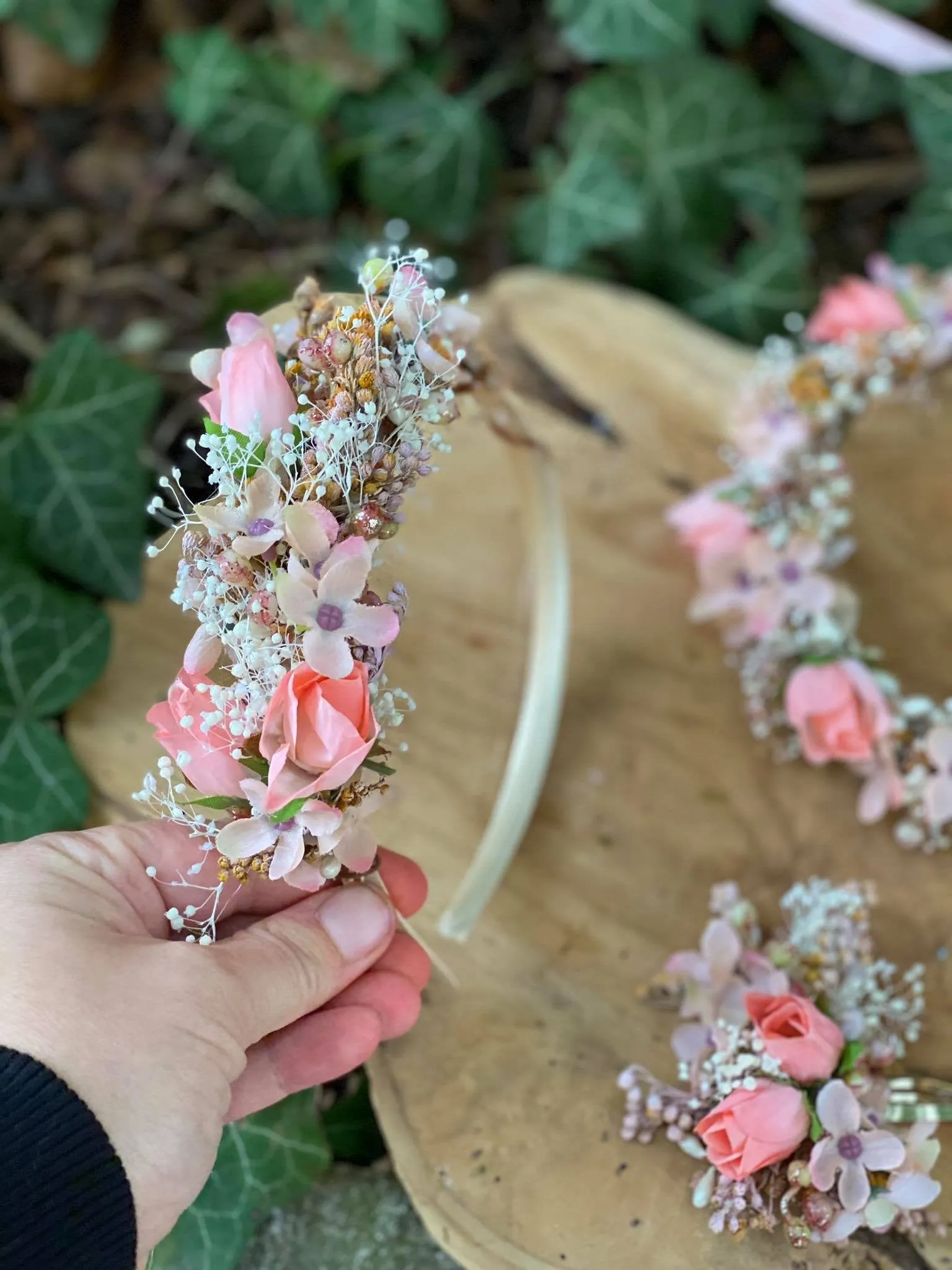 Pink wedding headband Flower hairband Handmade bridal headpiece Romantic headband Bush wedding Pale pink headband Magaela Hair accessories