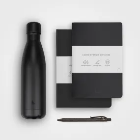 School Supply Pack - Notebooks, Pen & Bottle, Black