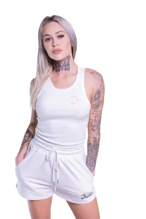 Women's Inked Icon Logo Crop Tank - White/Pink